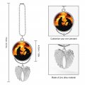 Silhouette Of Two Firemen Fighting A Huge Fire Burning Timber Car Pendant Rear View Mirror Hanging Accessories Interior