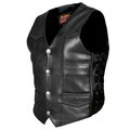 Hot Leathers Heavy Weight Leather Vest With Braided Detail Black Large 