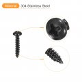 Uxcell 2 X 3 8 Phillips Pan Head Self-tapping Screw 100pcs 304 Stainless Steel Round Wood Full Thread Black