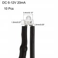 Uxcell 10pcs 1 8mm Pre Wired Led Warm White Dc6-12v Clear Lens Light Emitting Diodes
