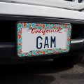 Artsy Orange Fishes On Blue Pattern License Plate Tag Frame