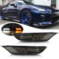 Nslumo Led Side Marker Light For 2007-2017 Nissan Gtr R35 Smoked Lens Sidemarker Lamps With White Drl And Amber Turn Signal