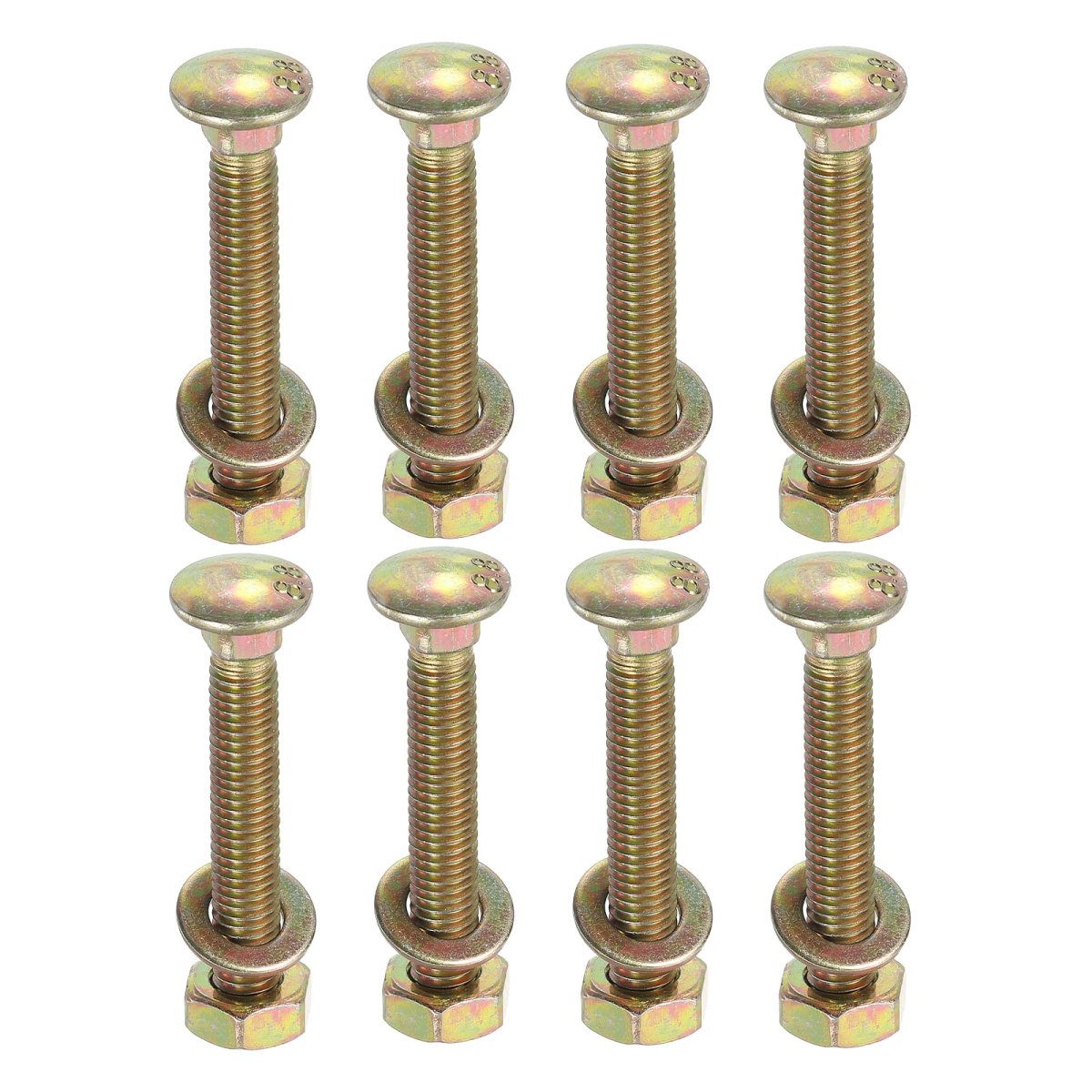 M8 X 45mm Carriage Bolt Kit 8 Set Round Head Square Neck Screws Bolts Includes Washers And Nuts Carbon Steel Zinc Plated For