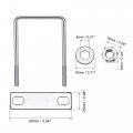 Uxcell Square U-bolts 2-3 8 60mm Inner Width 150mm Length Carbon Steel M8 With Nuts Frame Plate Round Washers 2 Set
