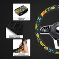 Hippie Flower Steering Wheel Cover Anti-slip 15 Inches Car For Women Men Neoprene Floral Accessories Protective Case Vehicle