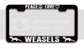 Peace Love Weasels Black Metal License Plate Frame Tag Holder A86 