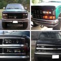 Projector Headlight Headlamp Assembly For 1988-1999 Chevy Gmc C K 1500 2500 3500 Pickup Matte Black Housing Driver And 