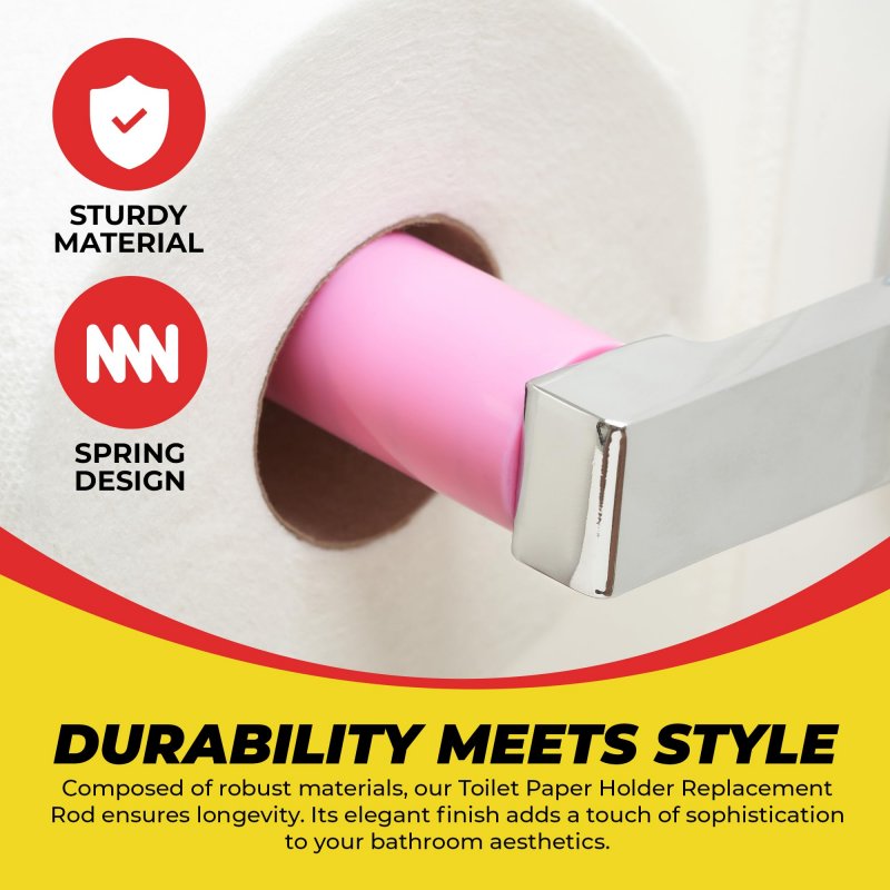 Qualihome Pink Universal Plastic Spring Loaded Toilet Paper Roll Holder Replacement Rod