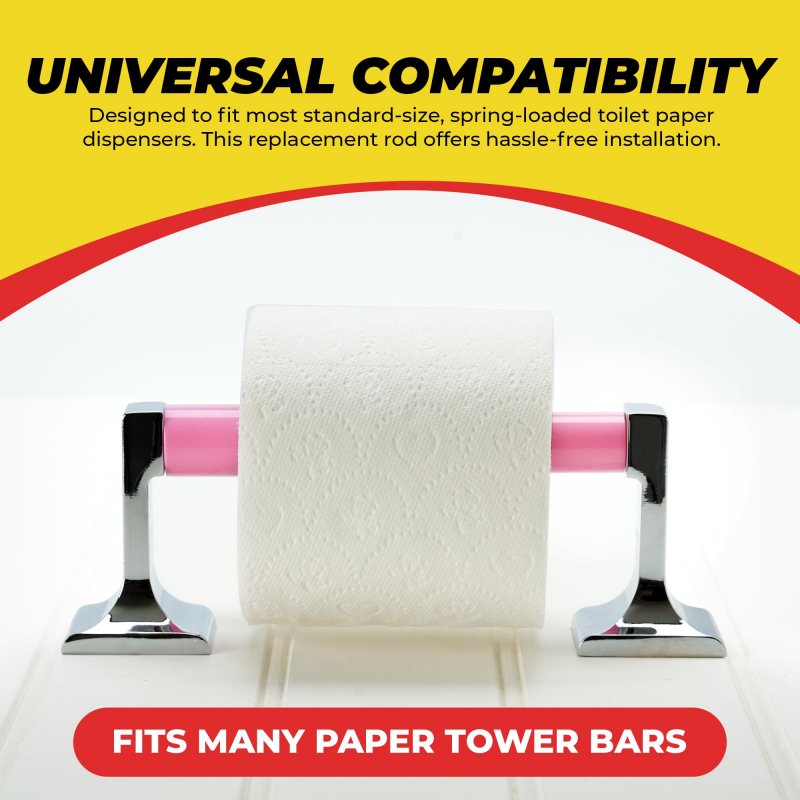 Qualihome Pink Universal Plastic Spring Loaded Toilet Paper Roll Holder Replacement Rod