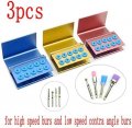 3pcs10 Holes Dental Fg Ra Burs Holder Block Sterilizer Stand With Silicone Cover Blue