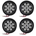 Qty 4 White 12 Led Round Backup Reverse Truck Light With Grommet Pigtail 