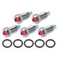 5pcs Led Indicator Light 8mm 12v-24v Shell Waterproof Pilot Dash Signal Lamp For Car Truck Interior Red 