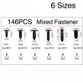 Polarlander 146pcs 6 Kinds Universal Mixed Trunk Boxed Buckle Car Ceiling Fixed Clamp Rivet Fastener Clip With Box