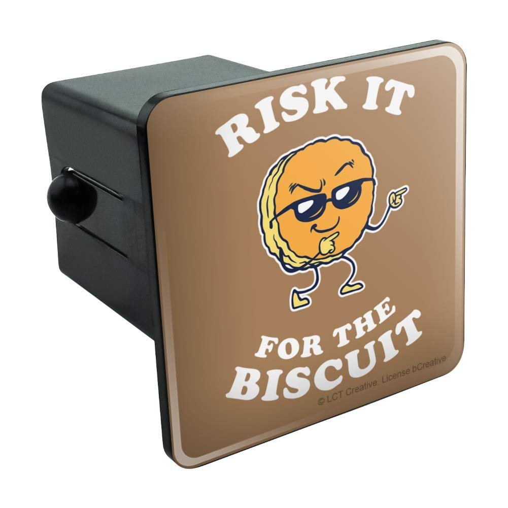 Graphics More Risk It For The Biscuit Funny Humor Tow Trailer Hitch Cover Plug Insert