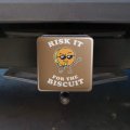 Graphics More Risk It For The Biscuit Funny Humor Tow Trailer Hitch Cover Plug Insert