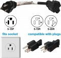 Hqrp 2-pack 12awg 15 Amp Household Ac Plug To 20 T-blade Adapter Converter Cord 125v Nema 5-15p 5-15r 5-20r 20amp Power Cable