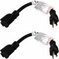Hqrp 2-pack 12awg 15 Amp Household Ac Plug To 20 T-blade Adapter Converter Cord 125v Nema 5-15p 5-15r 5-20r 20amp Power Cable