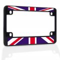 Fastasticdeals Metal Insert Bike License Plate Frame British Flag Divided Weatherproof Motorcycle Accessories Black 4 Holes 