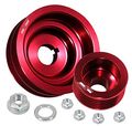 Ajp Distributors Jdm Upgrade Light Weight Aluminum Under Drive Crank Shaft Crankshaft Alternator Pulley Wheel Kit Red 