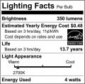 Satco S29923 4 Watt Ca11 Led Clear Candelabra Base 2700k 350 Lumens 120 Volts 6-pack