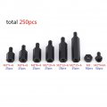 250pcs Plastic Shims Standoffs Nylon Spacer M2 M3 Male Female Hex Column Screws Nuts Assortment Kit For Communication