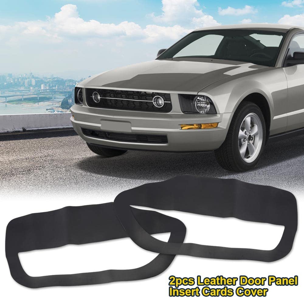 Door Panel Insert Cards Cover For Ford Mustang 2005 2006 2007 2008 2009 Black Leather Left Driver Right Passenger Side 2pcs