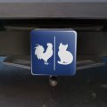 Unisex Men And Women Restroom Sign With Rooster Cat Tow Trailer Hitch Cover Plug Insert