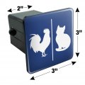 Unisex Men And Women Restroom Sign With Rooster Cat Tow Trailer Hitch Cover Plug Insert