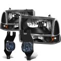 Ford Super Duty 4pcs Pair Of Black Housing Amber Corner Headlights Smoked Lens Fog Lights 