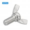 Uxcell 20pcs M8-1 25x16mm Wing Butterfly Screws Bolts 304 Stainless Steel Bolt Thumb Hand
