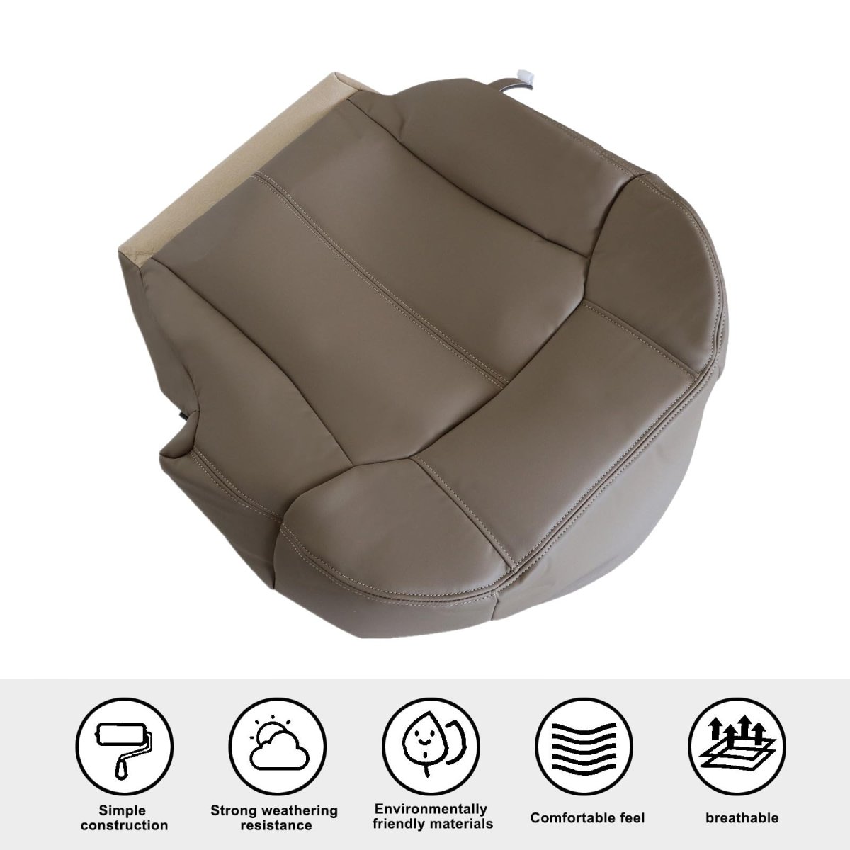 Driver Side Bottom And Top Lean Back Replacement Leather Seat Covers Foam Cushion Med Tan For Chevy Silverado 1500 2500 1999