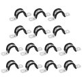 14 Pcs 27mmi 1-1 16 I Cable Clamp 304 Stainless Steel Rubber Coated Cushioned Insulated 2 Hole U-tube Strap For Lines Pipe Hose 