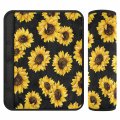Senya Sunflower Black 2 Pack Soft Auto Seat Belt Cover Seatbelt Shoulder Pad For More Comfortable Driving 10 X 7 Inch