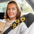 Senya Sunflower Black 2 Pack Soft Auto Seat Belt Cover Seatbelt Shoulder Pad For More Comfortable Driving 10 X 7 Inch