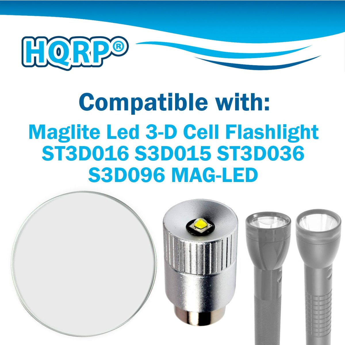 Flashlight Kit For Maglite 3 D Cell Flashlights St3d016 S3d015 St3d036 S3d096 Tempered Glass 52x2 Mm Lens And 3w 300lm Led Bulb