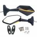 Minho Adjustable Motorcycle Led Turn Signal Rear View Mirrors With Horse Race Lamp Marquee For Suzuki Gsxr750 Honda Cbr600rr