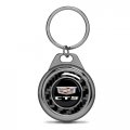 Ipick Image For Cadillac Ct5 Logo Real Black Carbon Fiber Gunmetal Roundel Metal Case Key Chain Keychain Exclusive Official
