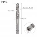 Uxcell Combination Drill And Tap Bit 1 4 Hex Shank M8 X 25 Metric Uncoated High Speed Steel 4341 Spiral Flute Drilling Tapping