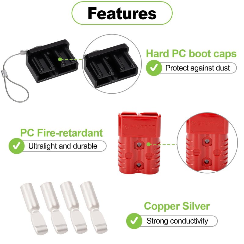 175a Battery Quick Connect Kit For 1 0 Wire 12-36v Terminal Connectors With Dust Covers Car Atv Winch Trailer And Trolling