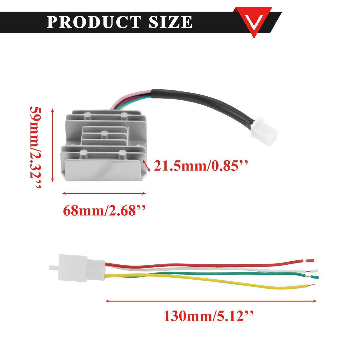 Pro Bat 4 Wire Male Plug Voltage Regulator Rectifier 12v For Atv Dirt Pit Bike Quad Scooter Moped Gokart Silver
