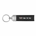 Ipick Image For Cadillac Xt5 Logo Real Carbon Fiber Strap With Black Leather Stitching Edge Key Chain Keychain Exclusive