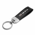 Ipick Image For Cadillac Xt5 Logo Real Carbon Fiber Strap With Black Leather Stitching Edge Key Chain Keychain Exclusive
