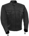 True Element Mens Vented Scooter Collar Leather Motorcycle Jacket With 2 Utility Storage Pockets Black Xx-large