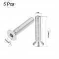 Uxcell M8x50mm Flat Head Machine Screws Inner Hex Screw 304 Stainless Steel Fasteners Bolts 5pcs