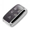 X Autohaux Car Key Fob Cover 5 Button Remote Case Silver Tone For Range Rover Evoque Velar Discovery Lr4 Land Sport Jaguar Xf