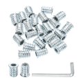 25 Pcs Threaded Insert For Wood 1 4 20 Carbon Steel Studs Hex Socket Drive Nut Inserts Screw In Fastener Connector With Wrench 