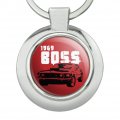 Graphics More Ford Mustang 1969 Boss Keychain Classy Round Chrome Plated Metal