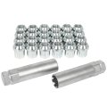 24 Pcs M14x1 5 Wheel Lug Nuts With 2 Keys Chrome Open End Acorn Bulge For Buick Cadillac Chevrolet Gmc Ford Nissan Ram Lincoln 