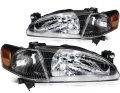 Headlight Assembly For Toyota Corolla 1998 1999 2000 Clear Lens Black Housing Amber Reflector Driver And Passenger Side Bulbs 