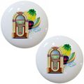 Set Of 2 Jukebox Ceramic Cabinet Drawer Pull Knobs